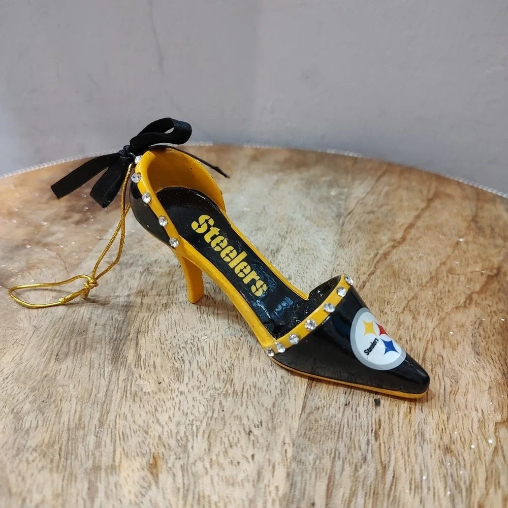 Team Sports America Pittsburg Steelers High Heel Shoe‎ Christmas Ornament Blingy